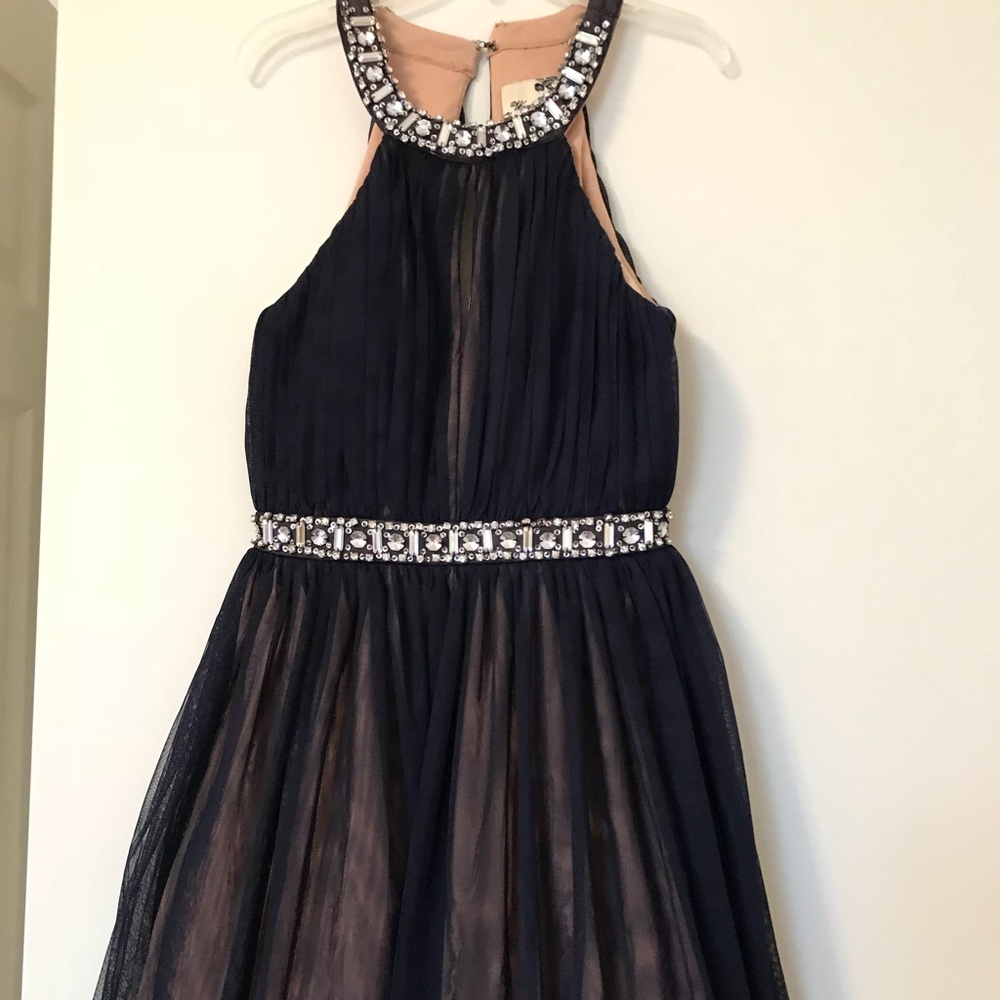Layered navy formal dress